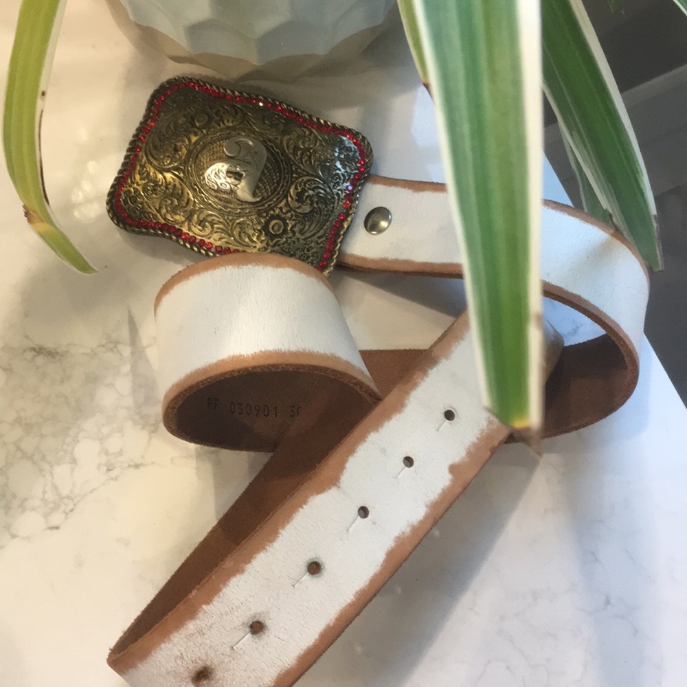 Leather initial “A” belt